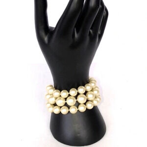 Vintage Marvella 3 Strand Faux Pearl Bracelet